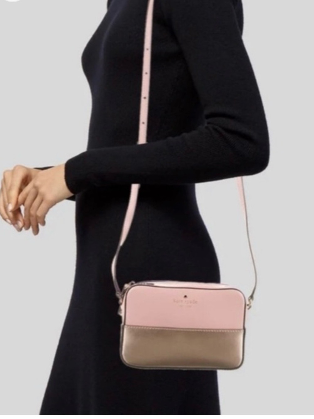 kate spade Two-Tone Pink and Gold Crossbody Camera Bag